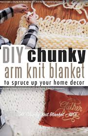 This plush blanket with giant stitches is just the thing to cuddle up with this winter. How To Make Diy Chunky Knit Blanket Arm Knit Or Finger Knit Craft Mart