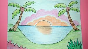 Gambar untuk mewarnai sketsa pemandangan pantai. Cara Menggambar Dan Mewarnai Pemandangan Pantai Sunset Youtube