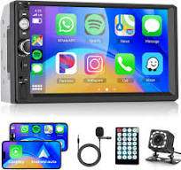 Amazon.com: 7 Inch Double Din Car Radio with Carplay Android Auto, Hodozzy  Touch Screen Car Radio Support Bluetooth Mirror Link Backup Camera SWC ...