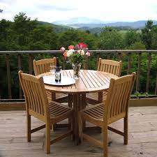 5 Pc Veranda Barbuda Round Teak Dining Set Westminster Teak Teak Patio Furniture Westminster Teak Teak Outdoor Furniture