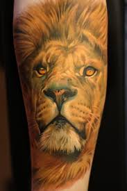 Realistic Color Lion Portrait Tattoo Made By Giena Revess A Traveling Tattoo Artist Sleeve Tattoo Mens Lion Tattoo Lion Tattoo Wildlife Tattoo