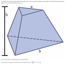 Use the formula for the volume of a triangular pyramid: The Frustrum Of A Regular Triangular Pyramid Is Chegg Com