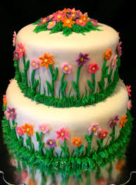 Flower Garden Cake Flower Garden Cake For The Teachers At The Roaring Brook Elementary School In Cha Garden Birthday Cake Garden Cakes Birthday Cake Delivery