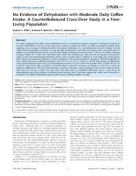 Pdf No Evidence Of Dehydration With Moderate Daily Coffee Intake A Counterbalanced Cross Over Study In A Free Living Population