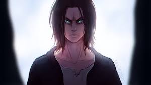 Attack On Titan Eren Yeager With White Background And Black On Sides Hd Anime Wallpapers Hd Wallpapers Id 39304 He has a fairly long, yet rounded face, and sizable his hair is short and black (dark brown in the anime), with his bangs falling naturally into a. titan eren yeager with white background