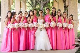 Bride Strapless Reem Acra Wedding Dress Bridesmaids High Neck Hot Pink Bridesmaid Dres Pink Bridesmaid Dresses Hot Pink Bridesmaids Hot Pink Bridesmaid Dresses