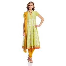 Buy Biba Womens Green Embroidered Anarkali Salwar Suit