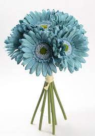 Artificial Silk Teal Gerbera Daisy Bundle Gerbera Daisy Family Flowers Gerber Daisies