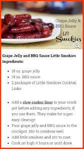 Crockpot Grape Jelly Bbq Sauce Li L Smokies Appetizers Grape Recipes Appetizers Easy Finger Food Crockpot Appetizers