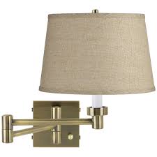 Sold and shipped by lamps plus. Burlap Drum Shade Antique Brass Plug In Swing Arm Wall Lamp Style 76d44 Lamps Plus