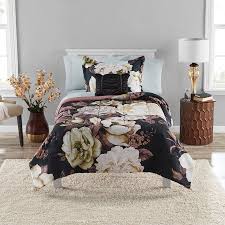 Black And White Bed In A Bag Walmart Mainstays Black Floral Bed In A Bag Coordinated Comforter Bedding Set Twin Walmart Com Black Comforter Sets Twin Bed Comforter Black Comforter