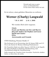 Tue gutes und rede darüber 3. Traueranzeigen Von Werner Langwald Waz Trauer De