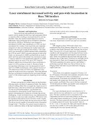 PDF) Laser enrichment increased activity and pen-wide locomotion in Ross  708 broilers