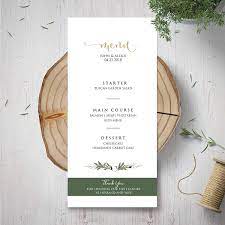 This accessible elegant menu template is ideal for a formal party or other catered occasion or dinner. Amazon Com Wedding Menu Template Green Menu Card Garden Rustic Wedding Dinner Menu Custom Green And White Wedding Menu Card Botanical Wedding Menu Handmade