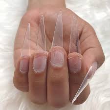 Just purchase some artificial nail tips and. 500pc Pointy Stiletto Nail Tips Clear Natural False Fake Manicure Acrylic Gel Diy Salon Suppliers Extra Long Fingernail Claw C False Nails Aliexpress