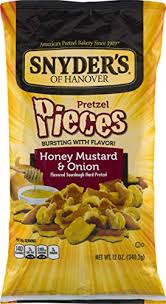 Snyder's flavored pretzel pieces come in nine varieties: Snyder S Of Hanover Flavored Pretzel Pieces 12 Oz Bags Honey Mustard Onion 4 Bags Pricepulse