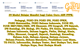 Untuk modul pedagogi guru itu hampir sama yaitu terkait dengan kompetensi dasar yang harus dimiliki oleh seorang guru sedangkan materi pgsd sendiri terdiri dari beberapa mata pelajaran yaitu mapel matematika, bahasa indonesia, ips, ipa, pkn. Kumpulan Modul Belajar Mandiri Calon Guru Asn Pppk Guru Berbagi