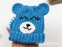 Socks are knit in circular single knit in various designs, and yarn weights. 5 Little Monsters Embellished Loom Knit Hats Baby Bears