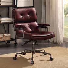 Acme Furniture 92027 Larisa Office Chair Vintage Merlot Top Grain Leather In 2020 Leather Office Chair Office Chair Chair