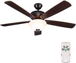 This fan features 14° pitch blades that efficiently circulate air throughout the room. Amazon Com 52 Inch Indoor Oil Rubbed Bronze Ceiling Fan With Light Kits And Remote Control Classic Style Reversible Blades Etl For Living Room Bedroom Basement Kitchen Dining