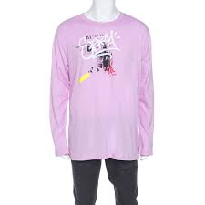 Burberry Light Pink Printed Jersey Long Sleeve Cordan T Shirt Xl