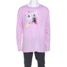 burberry light pink printed jersey long sleeve cordan t shirt xl