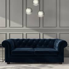We combine the very best. Navy Blue Velvet Chesterfield Sofa Bed Seats 3 Double Bed Bronte Furniture123