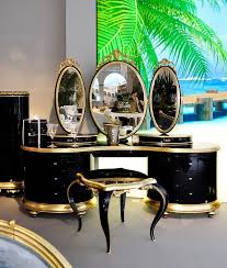 Black And Gold Makeup Room 16 Astonishing Luxury Makeup Tables That Are Dream Of Every Woman Art Deco Dressing Table Dressing Table Design Black Gold Bedroom