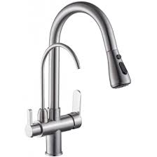 The faucet water filter also improves the taste and odor of the water and has a maximum flow rate of 0.5 gpm. Heimwerker Brushed Gold Kitchen Sink Faucet Pull Out 3 In 1 High Arc Water Filter Purifier Kuche