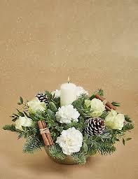 White Orchid Table Arrangement M S Candle Arrangements Christmas Arrangements Christmas Flowers