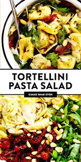 Tortellini Pasta Salad With Sun Dried Tomatoes And Artichokes Gimme Some Oven Recipe Pasta Salad With Tortellini Tortellini Pasta Salad Recipes Pasta Salad