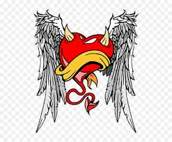 Angel wings with halo tattoo can represent guidance, insight, and hope. Angel Devil Heart Tattoo Red Wings Horns Angel With Devil Horns Png Heart Tattoo Png Free Transparent Png Images Pngaaa Com