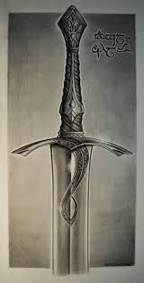 Pencil Drawing Of Elven Sword Anglachel Original Artwork Inspired By The Lord Of The Rings The Silmarillion And The Ho Sword Drawing Sword Design Saga Art