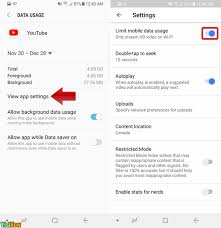 Procedure tap the settings app tap data usage (on phones running 8.0 or 8.1 oreo, tap network & internet first) tap data saver ensure that the setting is toggled off. Manage Mobile Data On A Samsung Galaxy S8 Visihow