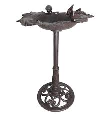 Un objet déco esprit maison de campagne. Geant Bain A Oiseaux Feuille Mangeoire Abreuvoir Sur Pied En Fonte Marron L Heritier Du Temps
