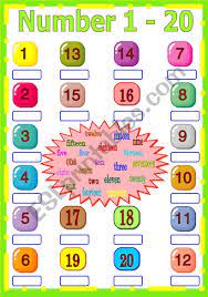 Over 150 pages of new number activities for 1 to 20: Number 1 20 Esl Worksheet By Shusu Euphe