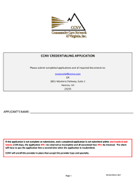 Credentialing ‹ community care network of virginia, inc. Fillable Online Ccnv Credentialing Application Community Care Network Of Virginia Fax Email Print Pdffiller