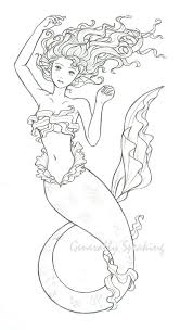 Mermaid Line Drawing Angelfish Drawing By Generallyspeaking Illustrazioni Disegni Da Colorare Arte Sirenetta
