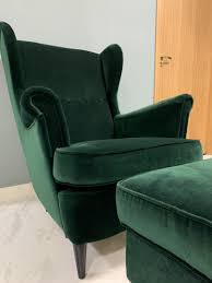 Click on image to zoom. Strandmon Wing Chair In Dark Green With Footstool Furniture Tables Chairs On Carousell