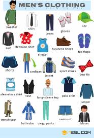 This name generator offers a list of clothing line names that are catchy and aesthetically pleasing. Men S Clothing Vocabulary Names Of Clothes With Pictures 7esl