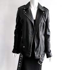 Muubaa Sadeo Belt Biker Black Leather Jacket No Season Los Angeles Shop Womens Jackets Black Leather Jacket Leather Jacket
