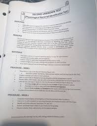 Second Unknown Test Physiological Bacterial Ident