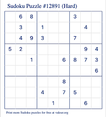 free printable hard sudoku with the answer 12891