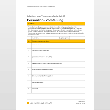 Ein vorstellungsgespräch dauert in der regel zwischen 30 und 60 minuten. Teilnehmerarbeitsblatt Personliche Vorstellung Vorlage Business Wissen De