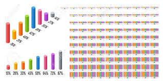 Set Of Cylinder Percentage Bar Chart From 0 To 100 For Web Design