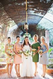 Like The Bridesmaids Not Wearing The Same Color Bridesmaid Dresses Bridesmaid Dress Colors Mismatched Bridesmaid Dresses
