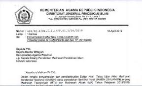 Daftar Surat Edaran Nilai Tetap Uambn Dan Prosedur Cetak Shuambn Mts Dan Ma Tp 2018 2019 Surat Pencetakan Pendidikan