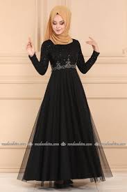 moda selvim pul payetli tul tesettur abiye asm2205 siyah muslim dress dresses dinner dress