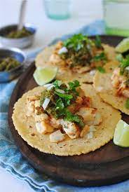 Crushed red pepper flakes, a generous pinch of salt, a pinch of pepper, and ½ cup water in a food processor. Fish Tacos With A Roasted Poblano Salsa Bev Cooks