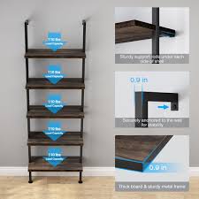 Its highlight is the raw industrial materials used and modern design elements giving this indoor bookcase/etagere a. Langria Industrial 5 Tier Ladder Shelf Bookcase Wall Mounted Wood Shelves Bookshelf With Metal Frame Overstock 29809154